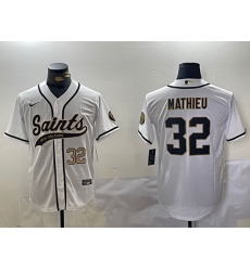 Men New Orleans Saints 32 Tyrann Mathieu White Cool Base Stitched Baseball Jersey 2 Men New Orleans Saints 32 Tyrann Mathieu White Cool Base Stitched Baseball Jersey 2