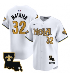 Men New Orleans Saints 32 Tyrann Mathieu White Cool Base Stitched Baseball Jersey Men New Orleans Saints 32 Tyrann Mathieu White Cool Base Stitched Baseball Jersey