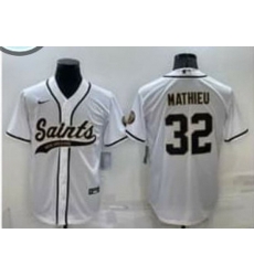 Men New Orleans Saints 32 Tyrann Mathieu White Stitched MLB Cool Base Nike Baseball Jersey Men New Orleans Saints 32 Tyrann Mathieu White Stitched MLB Cool Base Nike Baseball Jersey