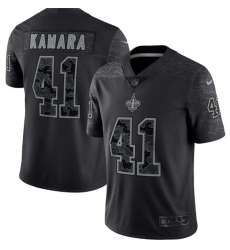 Men New Orleans Saints 41 Alvin Kamara Black Reflective Limited Stitched Football Jersey Men New Orleans Saints 41 Alvin Kamara Black Reflective Limited Stitched Football Jersey