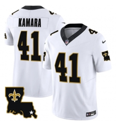 Men New Orleans Saints 41 Alvin Kamara White 2023 F U S E 1987 Legacy Vapor Stitched Jersey Men New Orleans Saints 41 Alvin Kamara White 2023 F U S E 1987 Legacy Vapor Stitched Jersey