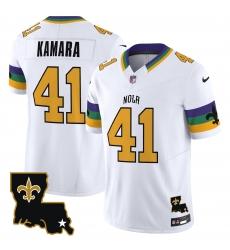 Men New Orleans Saints 41 Alvin Kamara White 2024 F U S E Vapor Limited Stitched Jersey Men New Orleans Saints 41 Alvin Kamara White 2024 F U S E Vapor Limited Stitched Jersey
