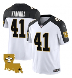 Men New Orleans Saints 41 Alvin Kamara White Black 2023 F U S E 1987 Legacy Vapor Stitched Jerseys Men New Orleans Saints 41 Alvin Kamara White Black 2023 F U S E 1987 Legacy Vapor Stitched Jerseys