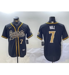 Men New Orleans Saints 7 Taysom Hill Black With Patch Cool Base Stitched Baseball Jersey 1 Men New Orleans Saints 7 Taysom Hill Black With Patch Cool Base Stitched Baseball Jersey 1