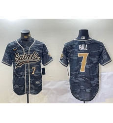 Men New Orleans Saints 7 Taysom Hill Grey Camo With Patch Cool Base Stitched Baseball Jersey 1 Men New Orleans Saints 7 Taysom Hill Grey Camo With Patch Cool Base Stitched Baseball Jersey 1