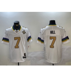Men New Orleans Saints 7 Taysom Hill White Vapor Limited Stitched Football Jersey Men New Orleans Saints 7 Taysom Hill White Vapor Limited Stitched Football Jersey