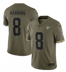 Men New Orleans Saints 8 Archie Manning Olive 2022 Salute To Service Limited Stitched Jersey Men New Orleans Saints 8 Archie Manning Olive 2022 Salute To Service Limited Stitched Jersey