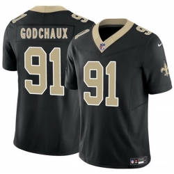 Men New Orleans Saints 91 Davon Godchaux Black F U S E Vapor Limited Stitched Football Jersey
