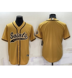 Men New Orleans Saints Blank Gold Cool Base Stitched Baseball Jersey Men New Orleans Saints Blank Gold Cool Base Stitched Baseball Jersey