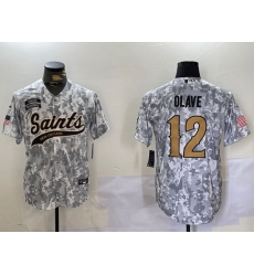 Men New Orleans Saints Team 12 Chris Olave 2024 Arctic Camo Salute To Service Stitched Baseball Jersey Men New Orleans Saints Team 12 Chris Olave 2024 Arctic Camo Salute To Service Stitched Baseball Jersey