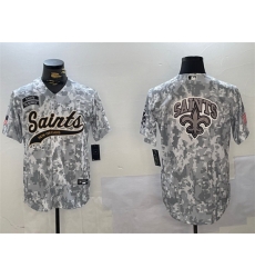 Men New Orleans Saints Team Big Logo 2024 Arctic Camo Salute To Service Stitched Baseball Jersey Men New Orleans Saints Team Big Logo 2024 Arctic Camo Salute To Service Stitched Baseball Jersey