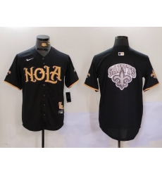 Men New Orleans Saints Team Big Logo Black Cool Base Stitched Baseball Jersey Men New Orleans Saints Team Big Logo Black Cool Base Stitched Baseball Jersey