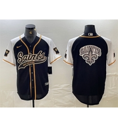Men New Orleans Saints Team Big Logo Black White 1987 Legacy Cool Base Stitched Baseball Jersey Men New Orleans Saints Team Big Logo Black White 1987 Legacy Cool Base Stitched Baseball Jersey