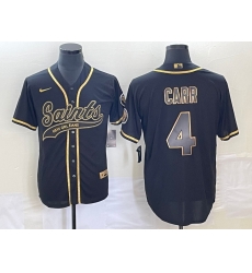 Men's New Orleans Saints #4 Derek Carr Black Gold With Patch Cool Base Stitched Baseball Jersey Men's New Orleans Saints #4 Derek Carr Black Gold With Patch Cool Base Stitched Baseball Jersey