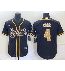 Men's New Orleans Saints #4 Derek Carr Black With Patch Cool Base Stitched Baseball Jersey Men's New Orleans Saints #4 Derek Carr Black With Patch Cool Base Stitched Baseball Jersey