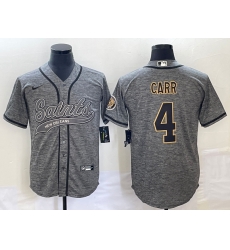 Men's New Orleans Saints #4 Derek Carr Grey Gridiron With Patch Cool Base Stitched Baseball Jersey Men's New Orleans Saints #4 Derek Carr Grey Gridiron With Patch Cool Base Stitched Baseball Jersey