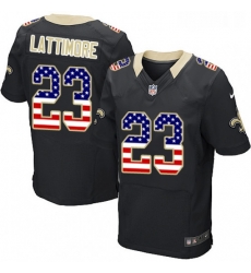 Mens Nike New Orleans Saints 23 Marshon Lattimore Elite Black Home USA Flag Fashion NFL Jersey Mens Nike New Orleans Saints 23 Marshon Lattimore Elite Black Home USA Flag Fashion NFL Jersey