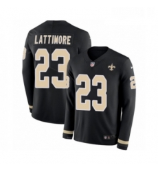 Mens Nike New Orleans Saints 23 Marshon Lattimore Limited Black Therma Long Sleeve NFL Jersey Mens Nike New Orleans Saints 23 Marshon Lattimore Limited Black Therma Long Sleeve NFL Jersey
