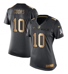 Nike Saints #10 Brandin Cooks Black Womens Stitched NFL Limited Gold Salute to Service Jersey Nike Saints #10 Brandin Cooks Black Womens Stitched NFL Limited Gold Salute to Service Jersey