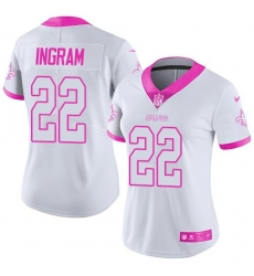 Nike Saints #22 Mark Ingram White Pink Womens Stitched NFL Limited Rush Fashion Jersey Nike Saints #22 Mark Ingram White Pink Womens Stitched NFL Limited Rush Fashion Jersey