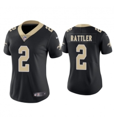 Women New Orleans Saints 2 Spencer Rattler Black 2025 Vapor Stitched Game Jersey