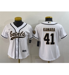 Women New Orleans Saints 41 Alvin Kamara White With Patch Cool Base Stitched Baseball Jersey Women New Orleans Saints 41 Alvin Kamara White With Patch Cool Base Stitched Baseball Jersey