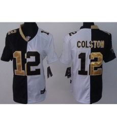 Women Nike New Orleans Saints 12 Marques Colston Black White Split NFL Jerseys Women Nike New Orleans Saints 12 Marques Colston Black White Split NFL Jerseys