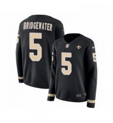 Womens Nike New Orleans Saints 5 Teddy Bridgewater Limited Black Therma Long Sleeve NFL Jersey Womens Nike New Orleans Saints 5 Teddy Bridgewater Limited Black Therma Long Sleeve NFL Jersey