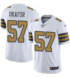 Youth Nike Saints #57 Alex Okafor White Stitched NFL Limited Rush Jersey Youth Nike Saints #57 Alex Okafor White Stitched NFL Limited Rush Jersey