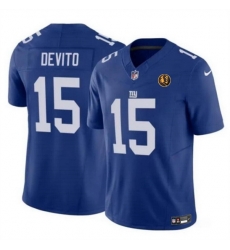 Men New York Giants 15 Tommy DeVito Blue 2023 F U S E With John Madden Patch Vapor Limited Stitched Football Jersey Men New York Giants 15 Tommy DeVito Blue 2023 F U S E With John Madden Patch Vapor Limited Stitched Football Jersey