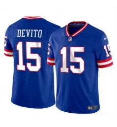 Men New York Giants 15 Tommy DeVito Royal Throwback Limited Stitched Jersey Men New York Giants 15 Tommy DeVito Royal Throwback Limited Stitched Jersey