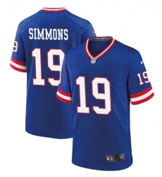 Men New York Giants 19 Isaiah Simmons Royal Classic Stitched Game Jersey Men New York Giants 19 Isaiah Simmons Royal Classic Stitched Game Jersey