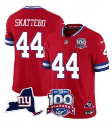 Men New York Giants 44 Cam Skattebo Red 2025 Draft F U S E  100th Season  26 State Patch Vapor Limited Stitched Football Jersey