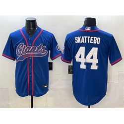 Men New York Giants 44 Cam Skattebo Royal With Patch Cool Base Stitched Baseball Jersey