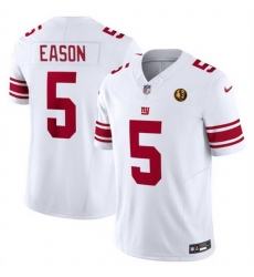 Men New York Giants 5 Jacob Eason White 2023 F U S E With John Madden Patch Vapor Limited Stitched Football Jersey Men New York Giants 5 Jacob Eason White 2023 F U S E With John Madden Patch Vapor Limited Stitched Football Jersey