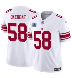 Men New York Giants 58 Bobby Okereke White 2025 F U S E  With 2 Star C Patch Vapor Untouchable Limited Stitched Jersey