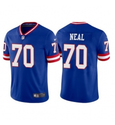 Men New York Giants 70 Evan Neal Royal Classic Retired Player Stitched Game Jersey Men New York Giants 70 Evan Neal Royal Classic Retired Player Stitched Game Jersey