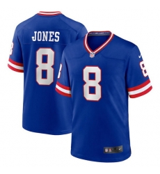 Men New York Giants 8 Daniel Jones Royal Classic Retired Player Stitched Game Jersey Men New York Giants 8 Daniel Jones Royal Classic Retired Player Stitched Game Jersey