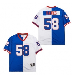Men New York Giants Carl Banks #58 White Blue Split Stitched Football Jersey Men New York Giants Carl Banks #58 White Blue Split Stitched Football Jersey