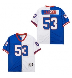 Men New York Giants Harry Carson #53 White Blue Split Stitched Football Jersey Men New York Giants Harry Carson #53 White Blue Split Stitched Football Jersey