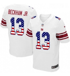 Mens Nike New York Giants 13 Odell Beckham Jr Elite White Road USA Flag Fashion NFL Jersey Mens Nike New York Giants 13 Odell Beckham Jr Elite White Road USA Flag Fashion NFL Jersey