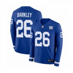 Mens Nike New York Giants 26 Saquon Barkley Limited Royal Blue Therma Long Sleeve NFL Jersey