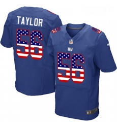 Mens Nike New York Giants 56 Lawrence Taylor Elite Royal Blue Home USA Flag Fashion NFL Jersey Mens Nike New York Giants 56 Lawrence Taylor Elite Royal Blue Home USA Flag Fashion NFL Jersey