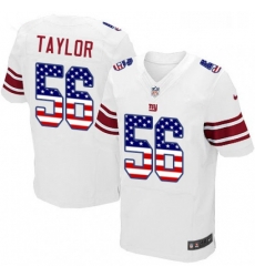 Mens Nike New York Giants 56 Lawrence Taylor Elite White Road USA Flag Fashion NFL Jersey Mens Nike New York Giants 56 Lawrence Taylor Elite White Road USA Flag Fashion NFL Jersey