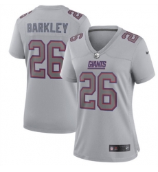 Women New York Giants 26 Saquon Barkley Grey Atmosphere Fashion Stitched Game Jersey Women New York Giants 26 Saquon Barkley Grey Atmosphere Fashion Stitched Game Jersey