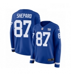Womens Nike New York Giants 87 Sterling Shepard Limited Royal Blue Therma Long Sleeve NFL Jersey Womens Nike New York Giants 87 Sterling Shepard Limited Royal Blue Therma Long Sleeve NFL Jersey