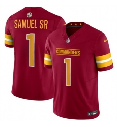 Men Washington Commanders 1 Deebo Samuel Sr Burgundy 2025 F U S E  Vapor Limited Stitched Football Jersey