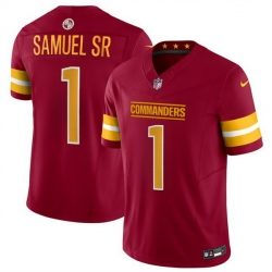Men Washington Commanders 1 Deebo Samuel Sr Burgundy 2025 F U S E  Vapor Limited Stitched Football Jersey