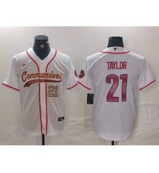 Men Washington Commanders 21 Sean Taylor White With Patch Cool Base Stitched Baseball Jersey 2 Men Washington Commanders 21 Sean Taylor White With Patch Cool Base Stitched Baseball Jersey 2