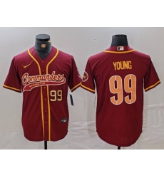 Men Washington Commanders 99 Chase Young Burgundy With Patch Cool Base Stitched Baseball Jersey 4 Men Washington Commanders 99 Chase Young Burgundy With Patch Cool Base Stitched Baseball Jersey 4